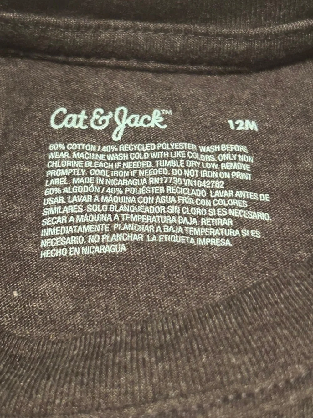 Heather Grey Cat & Jack 12m Tee